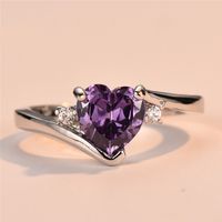 Sweet Simple Style Heart Shape Alloy Plating Inlay Rhinestones Women's Rings main image 2