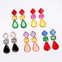 Exaggerated Water Droplets Rhombus Rectangle Alloy Inlay Resin Women's Drop Earrings main image 1