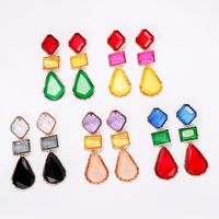 Exaggerated Water Droplets Rhombus Rectangle Alloy Inlay Resin Women's Drop Earrings main image 6