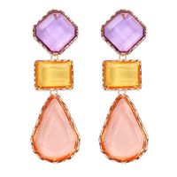 Exaggerated Water Droplets Rhombus Rectangle Alloy Inlay Resin Women's Drop Earrings main image 3
