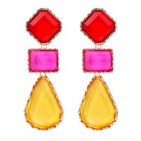 Exaggerated Water Droplets Rhombus Rectangle Alloy Inlay Resin Women's Drop Earrings main image 2