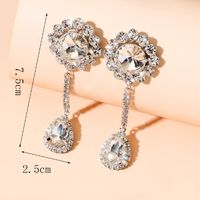 1 Pair Glam Shiny Water Droplets Flower Inlay Alloy Rhinestones Silver Plated Drop Earrings main image 3