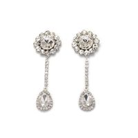 1 Paire Glamour Brillant Les Gouttelettes D'eau Fleur Incruster Alliage Strass Plaqué Argent Boucles D'oreilles main image 2