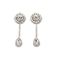 1 Pair Glam Shiny Water Droplets Flower Inlay Alloy Rhinestones Silver Plated Drop Earrings sku image 1