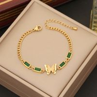 Stainless Steel 18K Gold Plated Elegant Sweet Inlay Butterfly Zircon Bracelets Earrings Necklace main image 3