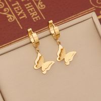 Stainless Steel 18K Gold Plated Elegant Sweet Inlay Butterfly Zircon Bracelets Earrings Necklace sku image 1