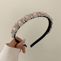 South Korea's New Crystal Full Diamond Headband Summer Simple Hair Hole Steel Ring Thin Edge Headband Wholesale Nihaojewelry sku image 29