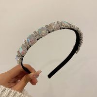 South Korea's New Crystal Full Diamond Headband Summer Simple Hair Hole Steel Ring Thin Edge Headband Wholesale Nihaojewelry sku image 31