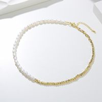 Elegant Vintage Style Geometric Freshwater Pearl Copper Plating Gold Plated Necklace sku image 1