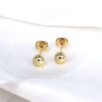1 Pair Simple Style Round Plating Copper Gold Plated Ear Studs main image 4