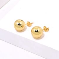 1 Pair Simple Style Round Plating Copper Gold Plated Ear Studs main image 6