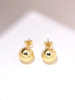 1 Pair Simple Style Round Plating Copper Gold Plated Ear Studs main image 2