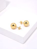 1 Pair Simple Style Round Plating Copper Gold Plated Ear Studs main image 3