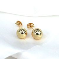 1 Pair Simple Style Round Plating Copper Gold Plated Ear Studs sku image 5