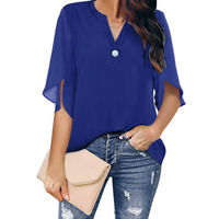 Women's Blouse Half Sleeve T-shirts Button Casual Basic Simple Style Solid Color main image 10