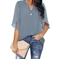 Women's Blouse Half Sleeve T-shirts Button Casual Basic Simple Style Solid Color main image 7