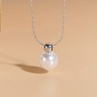 Wholesale Elegant Luxurious Classic Style Solid Color 304 Stainless Steel ABS Pearl Plating Inlay Artificial Pearls Freshwater Pearl Pendant Necklace sku image 1