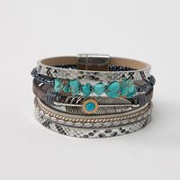 Ethnic Style Geometric Pu Leather Plating Inlay Turquoise Unisex Wristband sku image 2