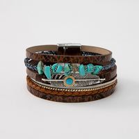 Ethnic Style Geometric Pu Leather Plating Inlay Turquoise Unisex Wristband main image 1