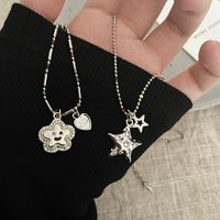 Casual Sweet Streetwear Star Flower Alloy Inlay Artificial Gemstones Women's Pendant Necklace main image 1