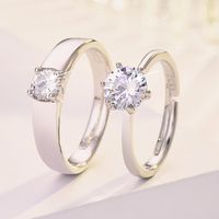 Elegant Romantic Shiny Geometric Brass Inlay Artificial Gemstones Open Ring main image 1
