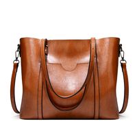Women's Large Pu Leather Polyester Solid Color Vintage Style Classic Style Bucket Zipper Shoulder Bag Tote Bag Crossbody Bag main image 2