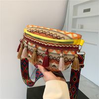 Women's Basic Ethnic Style Color Block Stripe Straw Waist Bags main image 5