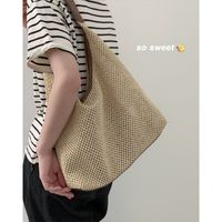 Women's Large Spring&summer Straw Solid Color Basic Vacation Square Magnetic Buckle Straw Bag main image 3