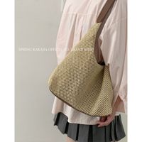 Women's Large Spring&summer Straw Solid Color Basic Vacation Square Magnetic Buckle Straw Bag main image 6