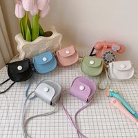 Girl's Small Pu Leather Solid Color Classic Style Streetwear Square Zipper Shoulder Bag Crossbody Bag main image 1