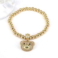 Elegant Hip-hop Simple Style Bear Copper Plating Inlay Zircon Gold Plated Bracelets main image 5