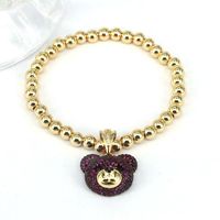 Elegant Hip-hop Simple Style Bear Copper Plating Inlay Zircon Gold Plated Bracelets sku image 4