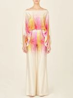 Women's British Style Color Block Polyester Printing Pants Sets main image 4
