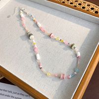 Fashion Spring And Summer Sweet Pink Twin Colorful Beaded Alloy Necklace sku image 20