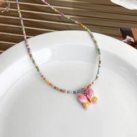 Fashion Spring And Summer Sweet Pink Twin Colorful Beaded Alloy Necklace sku image 4