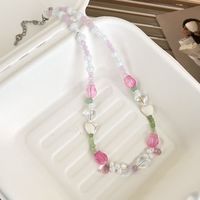 Fashion Spring And Summer Sweet Pink Twin Colorful Beaded Alloy Necklace sku image 46