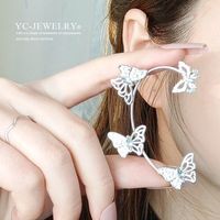 Wholesale Jewelry Simple Style Butterfly Alloy Artificial Gemstones Plating Inlay Ear Clips sku image 45