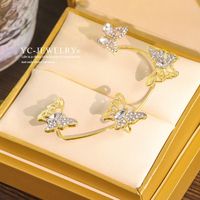 Wholesale Jewelry Simple Style Butterfly Alloy Artificial Gemstones Plating Inlay Ear Clips sku image 46