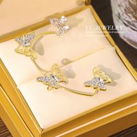 Sweet Butterfly Alloy Plating Inlay Artificial Gemstones Women's Ear Clips sku image 54