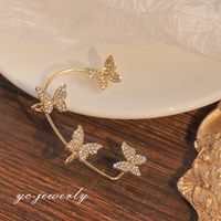 Sweet Butterfly Alloy Plating Inlay Artificial Gemstones Women's Ear Clips sku image 29
