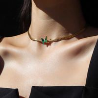 Retro Butterfly Titanium Steel Plating 18k Gold Plated Choker main image 5