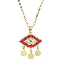 Bohemian Devil's Eye Hand Of Fatima Heart Shape Stainless Steel Inlay Artificial Crystal Pendant Necklace sku image 16