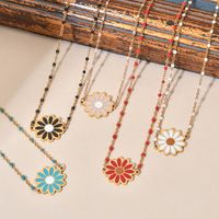 Sweet Daisy Stainless Steel Alloy Enamel Plating Women's Necklace main image 6