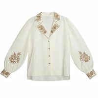 Women's Blouse Long Sleeve Blouses Embroidery Printing Elegant Sexy Embroidery Solid Color main image 2