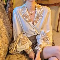 Women's Blouse Long Sleeve Blouses Embroidery Printing Elegant Sexy Embroidery Solid Color main image 1