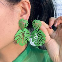 1 Pair Basic Leaf Stoving Varnish Alloy Drop Earrings main image 3