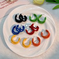 1 Pair Simple Style C Shape Stoving Varnish Alloy Earrings main image 1