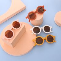 Cute Solid Color Tr Round Frame Full Frame Kids Sunglasses main image 3