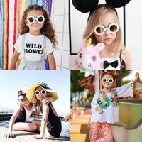 Cute Solid Color Round Frame Full Frame Kids Sunglasses main image 3