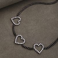 Ins Style Simple Style Heart Shape Brass Plating Hollow Out Inlay Zircon Necklace main image 5